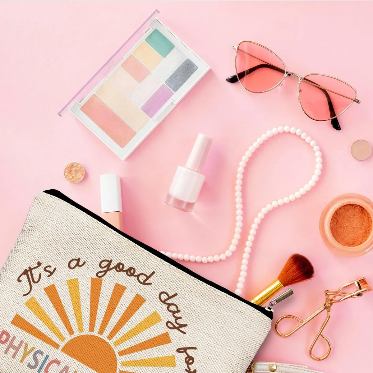 Makeup Bag for Physical Therapists - Appreciation Gift for Women, Cosmetic & Toiletry Bag for Good Days in Therapy