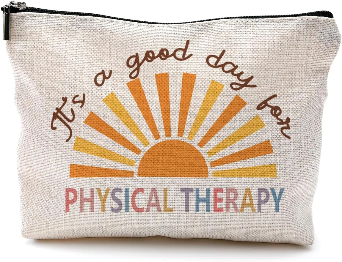 Makeup Bag for Physical Therapists - Appreciation Gift for Women, Cosmetic & Toiletry Bag for Good Days in Therapy
