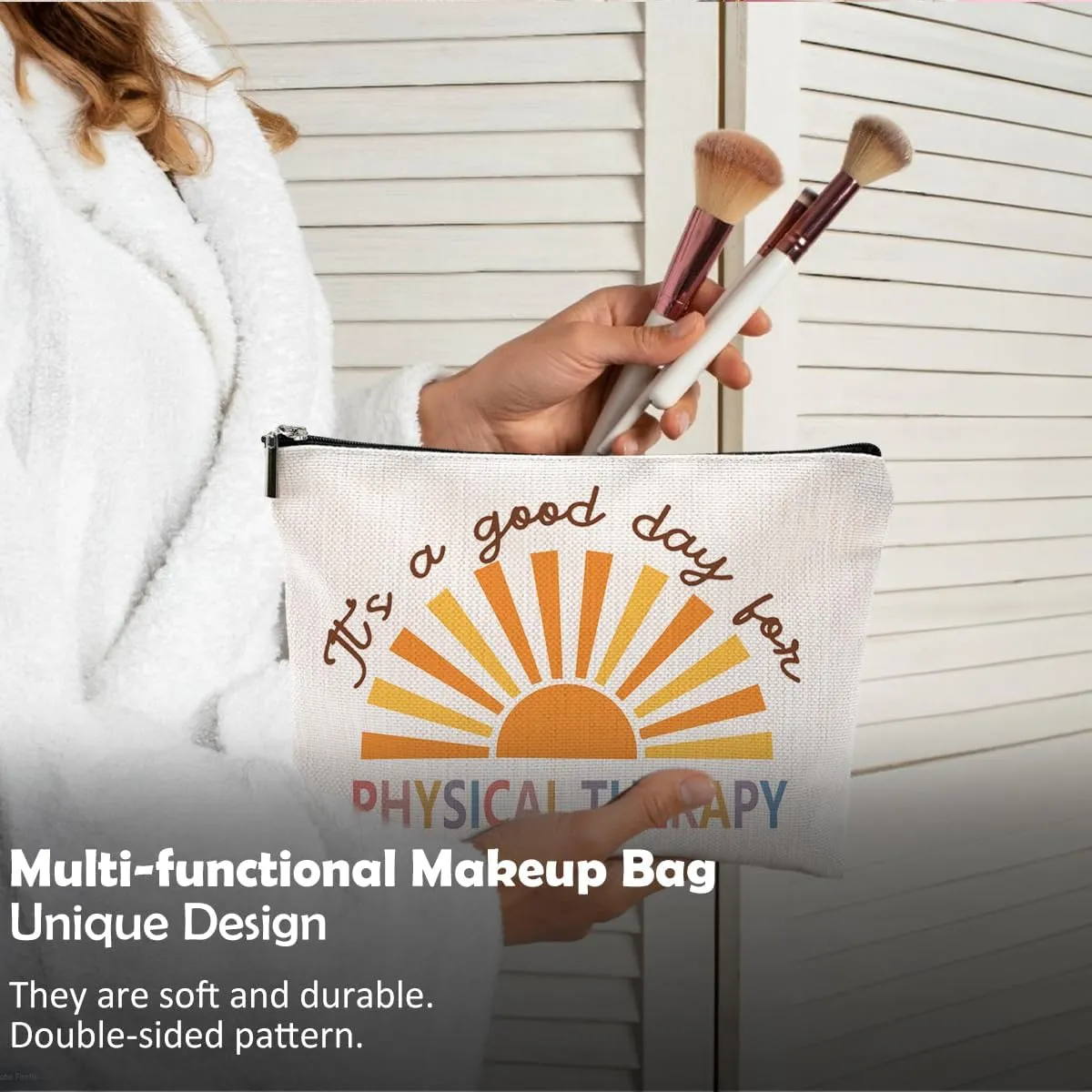 Makeup Bag for Physical Therapists - Appreciation Gift for Women, Cosmetic & Toiletry Bag for Good Days in Therapy