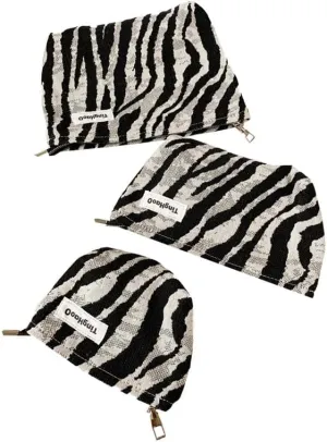 Makeup Bag Zebra Pattern Travel Toiletry Bag for Women Cosmetic Bag with Zipper Travel Bags for Women Makeup Bags (3 Pics)