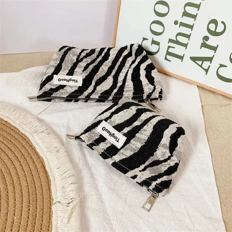 Makeup Bag Zebra Pattern Travel Toiletry Bag for Women Cosmetic Bag with Zipper Travel Bags for Women Makeup Bags (3 Pics)