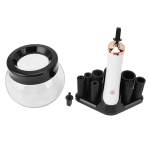 Makeup Brush Cleaner Dryer, 8 Size Silicone Collars Quick Wash and Dry Makeup Brush Cleaner Machine for Home (White)