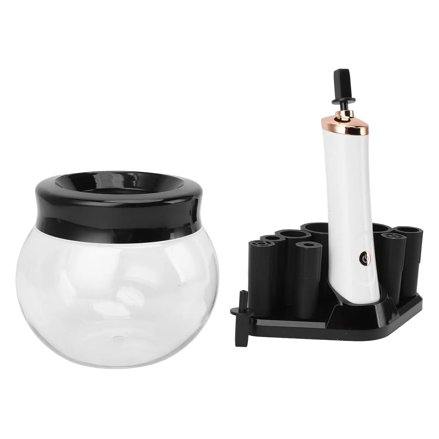 Makeup Brush Cleaner Dryer, 8 Size Silicone Collars Quick Wash and Dry Makeup Brush Cleaner Machine for Home (White)