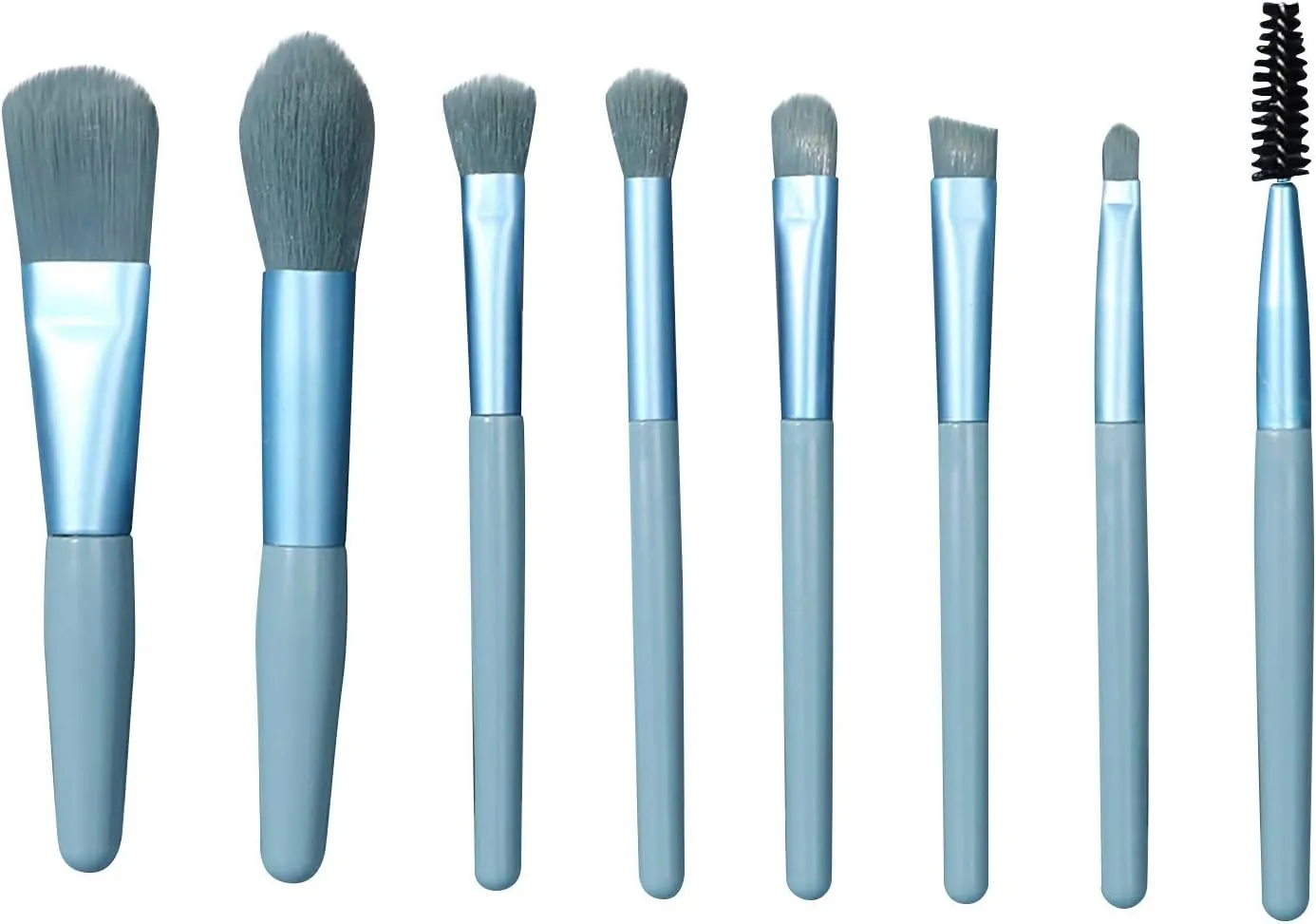 Makeup Brush Set of with Wooden Set Brushes Soft Brush Handle 8 Full Brush Battery Operated Makeup Brush(Blue)