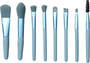 Makeup Brush Set of with Wooden Set Brushes Soft Brush Handle 8 Full Brush Battery Operated Makeup Brush(Blue)