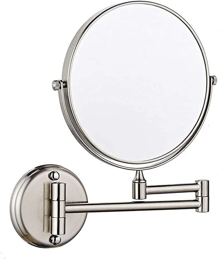 Makeup Mirror 8-Inch Two-Sided Swivel Wall Mounted Mirror Extending Folding Bathroom Shaving Cosmetic Make Up Mirror- 3X/1X Magnification with Drilling Or Without Drilling(#6)