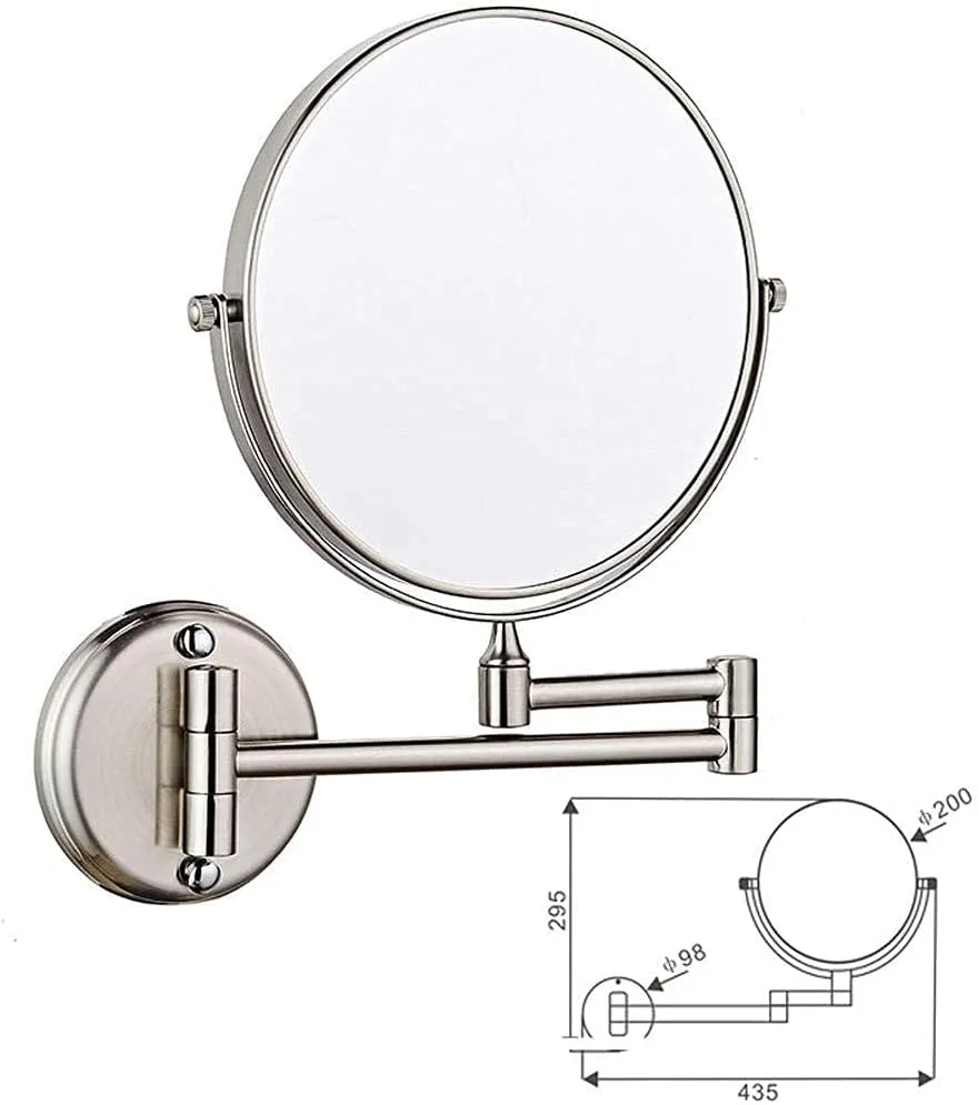 Makeup Mirror 8-Inch Two-Sided Swivel Wall Mounted Mirror Extending Folding Bathroom Shaving Cosmetic Make Up Mirror- 3X/1X Magnification with Drilling Or Without Drilling(#6)