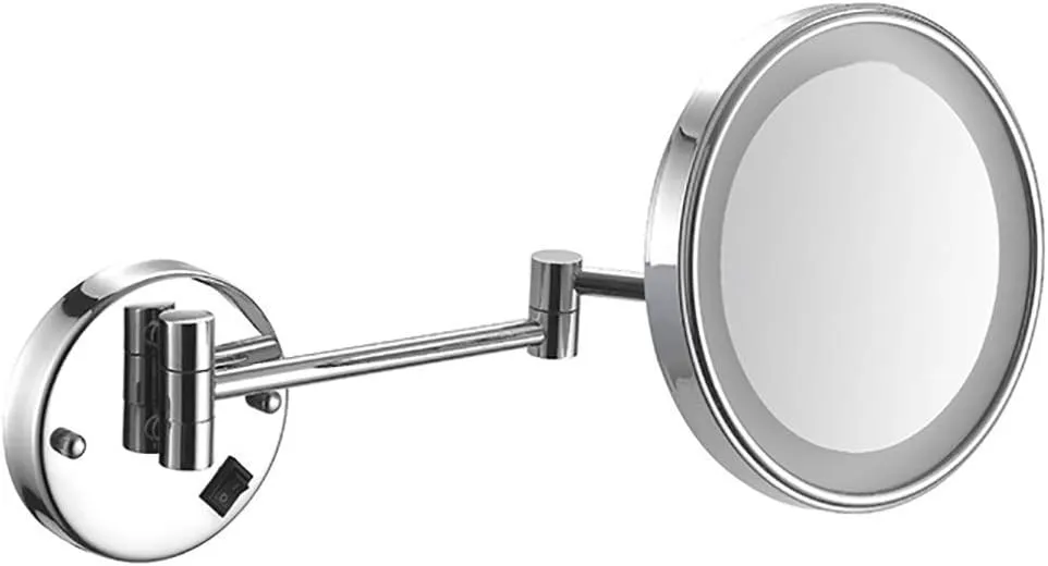 Makeup Mirror Makeup Mirror, 8 Inch Vanity Mirror, Magnifying Makeup Mirror Wall Mount LED Lighted Cosmetic Vanity Mirror for Bathroom Shaving Mirror 7X Magnification USB Rechargeable