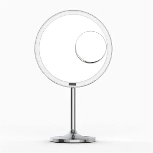 Makeup Mirror Vanity Makeup Mirror Tabletop Stand LED Touch Screen Light Makeup Mirror with 5X Magnifying Smart Sensor Desktop Vanity Mirror HD Mirrors for Beauty Makeup 8.5 inch Cosmetic Mirror