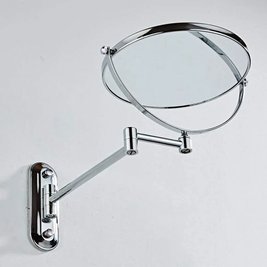 Makeup Mirror Wall Mount, 6inch Vanity Mirror Round Cosmetic Mirror 360 Rotating Bathroom Mirror Double Sided Shaving in Bedroom,Gold_5X(Bronze,3X)