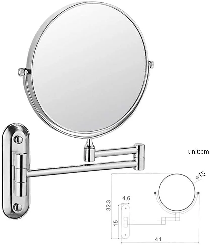 Makeup Mirror Wall Mount, 6inch Vanity Mirror Round Cosmetic Mirror 360 Rotating Bathroom Mirror Double Sided Shaving in Bedroom,Gold_5X(Bronze,3X)