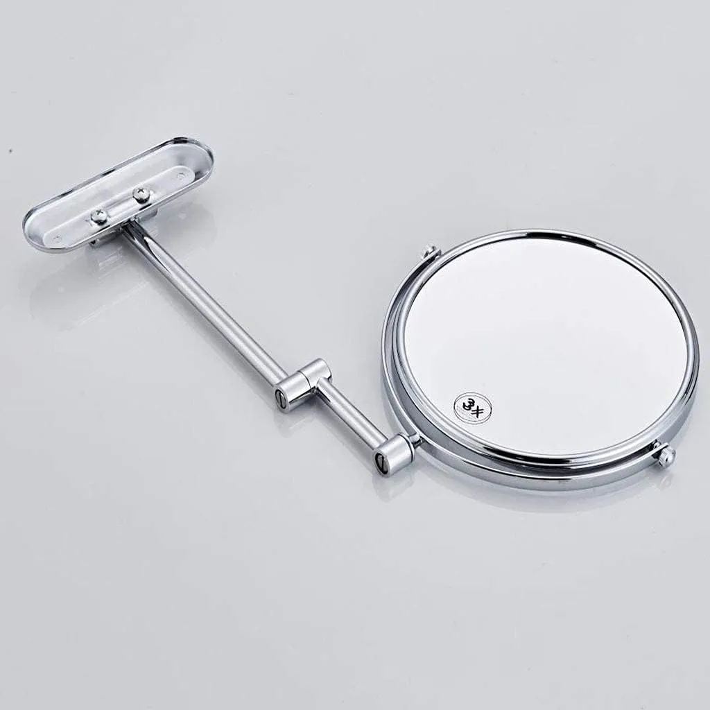 Makeup Mirror Wall Mount, 6inch Vanity Mirror Round Cosmetic Mirror 360 Rotating Bathroom Mirror Double Sided Shaving in Bedroom,Gold_5X(Bronze,3X)
