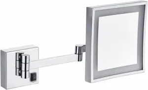 Makeup Mirror with Lights and 3X Magnification Chrome Square LED Wall Mounted Bathroom Vanity Mirror Swivel Extendable Shaving Mirror Plug in (Color : Plug in)
