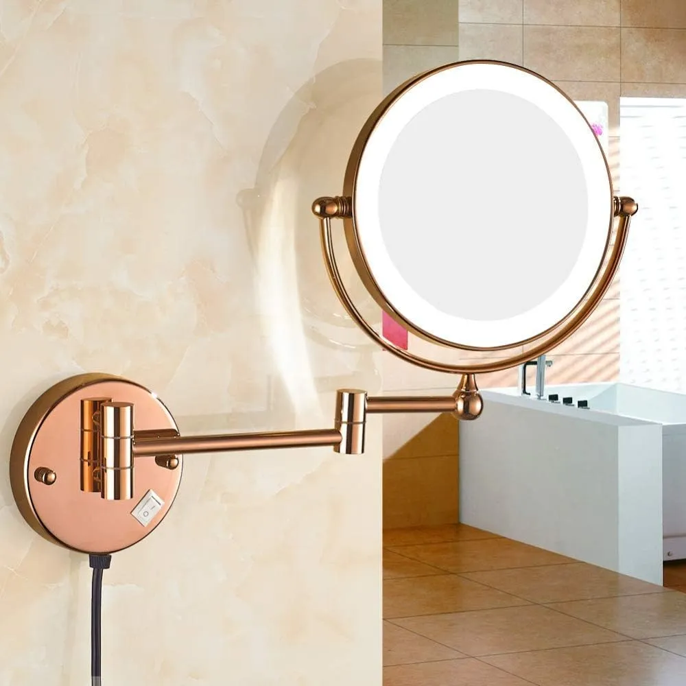 Makeup Mirrors 8 Inches Cosmetic Magnifying Double Sided Shaving Extended Folding Rotated with Plug(7X)