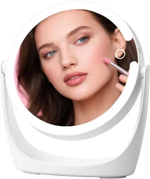 Makeup Vanity Mirror with Lights, 10x/1x Magnifying Mirror with 3 Colors Light, 360°Rotation HD Magnifying Mirror, LEDs 1500 mAh Rechargeable Double Sided Makeup Mirror, Gift for Women