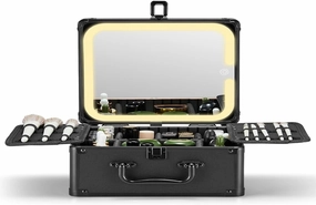 Makeup Box with Detachable Lighted Mirror, Cosmetic Organizer，travel makeup mirror