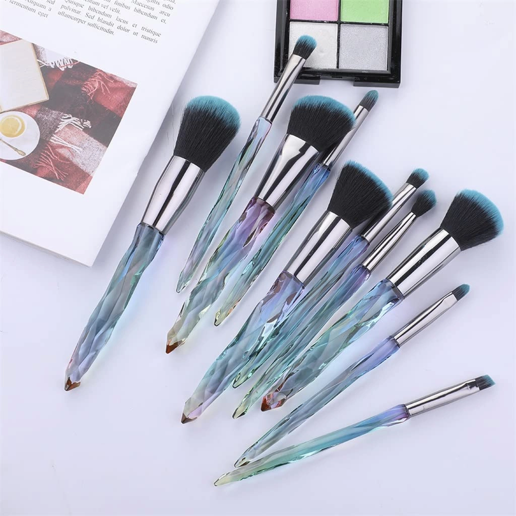 Makeup brush 10 Pieces Professional Makeup Brush Set Cosmetics Blush Foundation Brush Eye Shadow Lip Brow Makeup Brush Set(Color:C)(C,Suit)