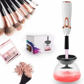 Makeup Brush Cleaner and Dryer Machine, Completely Clean in Seconds and Dry in 360 Rotation with 8 Rubber Holders, Suit for All size Makeup Brushes