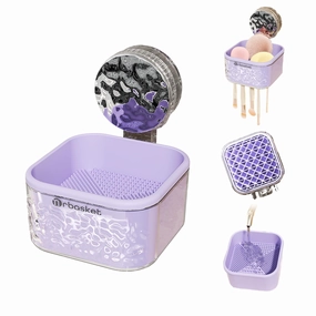 Makeup Brush Cleaning Cushion Silicone Makeup Brush Clean Bowl,Can Hang Dry Makeup Brush and Makeup Brush Tool Storage, G-Purple