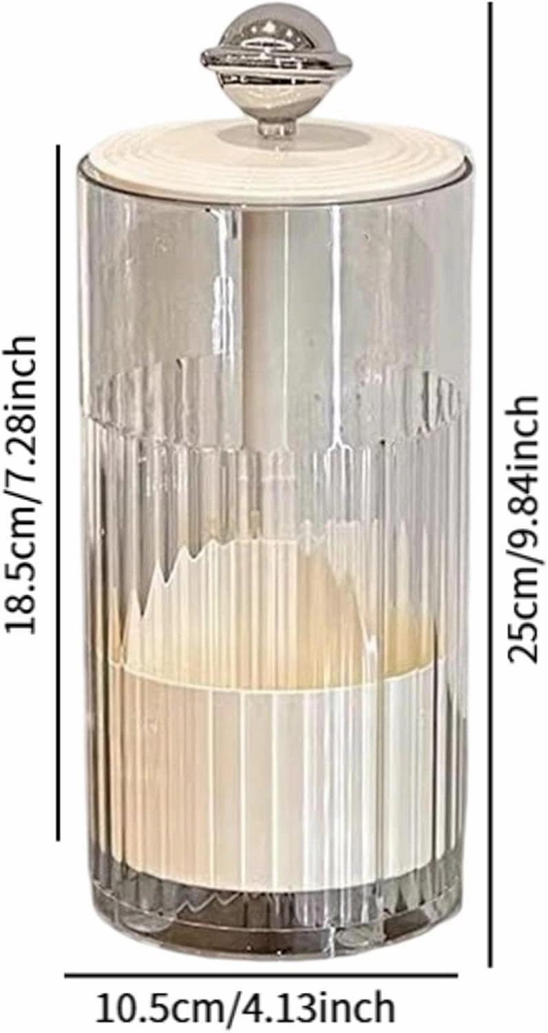 Makeup Brush Holder Transparent Automatic Lifting Gift for Girlfriend Wife Makeup Organizer with Lid for Vanity Dorm Office, Silver and White