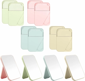 Makeup Mirror, 12 Pack 8" Travel Mirror Travel Makeup Desk Mirror, Mirror for Desk Portable Mirror for Sleepover Slumber Birthday Party Favors Gift, 4 Color