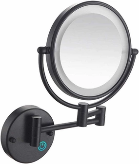 Makeup Mirror 8" Wall Mounted Makeup Mirror with Lights LED 5X Wall Makeup Vanity Mirror Double Sided, Touch Button and Adjustable Light, Shaving Make