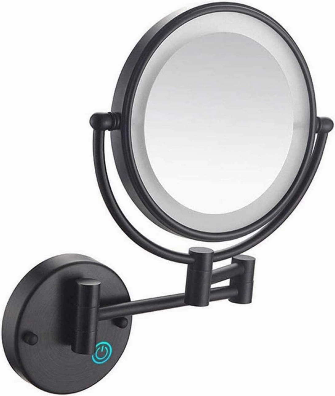 Makeup Mirror 8" Wall Mounted Makeup Mirror with Lights LED 5X Wall Makeup Vanity Mirror Double Sided, Touch Button and Adjustable Light, Shaving Make