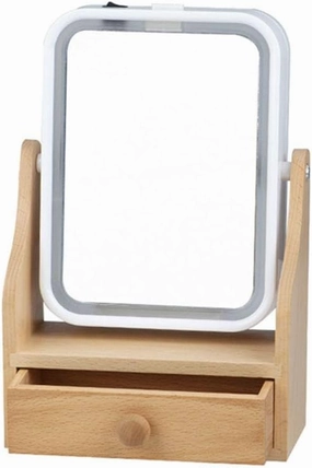 Makeup Mirror Double-Sided Makeup Mirror Magnifying Makeup Mirror Double-Sided Storage Box with Lamp Led Desktop Mirror HD Bedroom Makeup Mirror Makeup Mirror ( Color : 1 )
