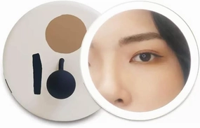 Makeup Mirror Handheld Makeup Mirror Portable Rechargeable Portable Led Fill Light Mirror with Light Makeup Mirror Female Small Folding Lighted Makeup Mirror(A)