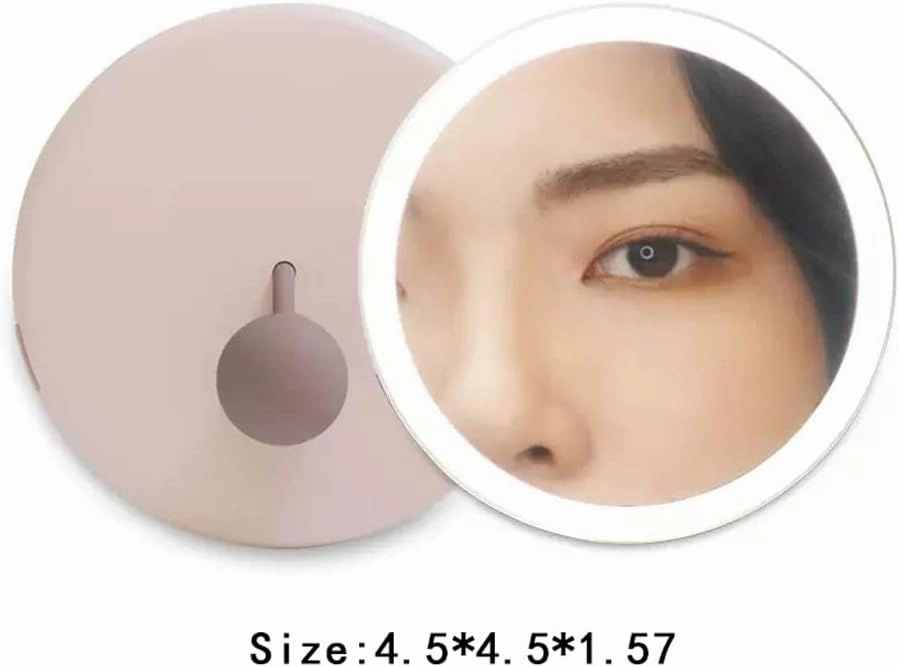 Makeup Mirror Handheld Makeup Mirror Portable Rechargeable Portable Led Fill Light Mirror with Light Makeup Mirror Female Small Folding Lighted Makeup Mirror(A)