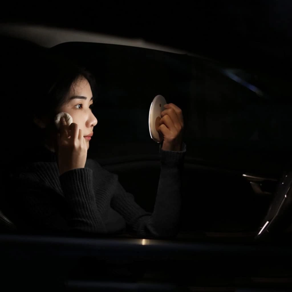 Makeup Mirror Handheld Makeup Mirror Portable Rechargeable Portable Led Fill Light Mirror with Light Makeup Mirror Female Small Folding Lighted Makeup Mirror(A)