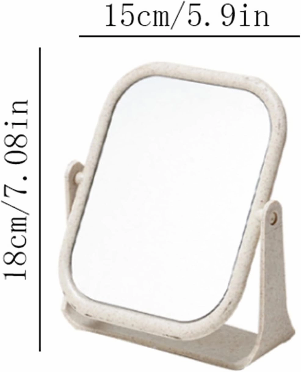 Makeup Mirror Makeup Mirror Double-Sided Rotating Vanity Mirror Desktop Round Mirror Simple Folding Makeup Portable Mirror Lighted Makeup Mirror(C)