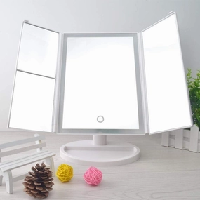 Makeup Mirror Makeup Mirror, Lighted Mirror Countertop Desktop Led Mirror Three- Sided Folding Touch Dimming Mirror Creative Beauty Mirror Lighted Makeup Mirror