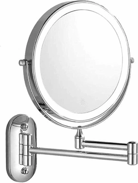Makeup Mirror makeup mirror Wall- mounted Makeup Mirror Shaving Mirror- Led Lighted Mirror Bathroom Mirror for Hotel Vanity Adjustable Extendable Square 8inch 3x Magnifying Surface Chrome Finish(slive