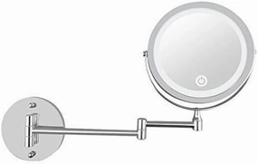 Makeup Mirror Mirror Wall Mounted Makeup with LED Light 10X Magnification 7 Inch Double- Sided Swivel Extendable Round USB Charging Touch Dimming Vanity Shaving for Bath Spa and Hotel