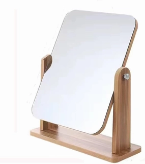 Makeup Mirror Mirror Wooden Bedroom Makeup Mirror Living Room Desktop Portable Large Student Mirror Dressing Mirror Beauty Mirror(Large)