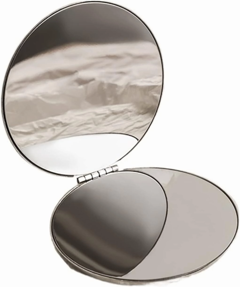 Makeup Mirror Small Round Mirror Portable Makeup Mirror Portable Folding Mini Handheld Desktop Vertical Makeup Mirror Beauty Mirror(B)