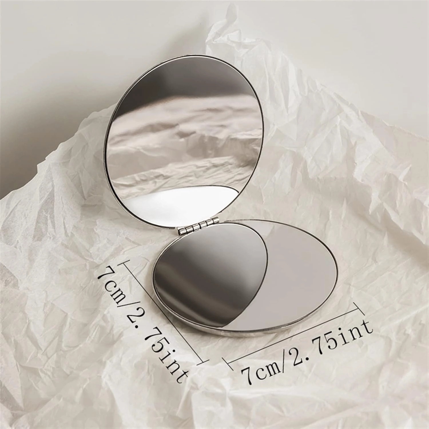 Makeup Mirror Small Round Mirror Portable Makeup Mirror Portable Folding Mini Handheld Desktop Vertical Makeup Mirror Beauty Mirror(B)