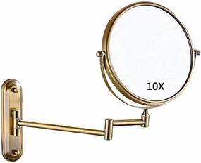 Makeup Mirror Vanity Mirror Bathroom Wall Mounted 10x Magnification Double-Sided 6-Inch 360° Free Rotating Extendable Cosmetic Mirror