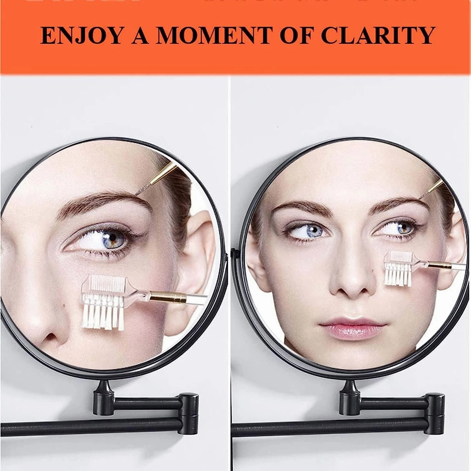 Makeup Mirror Wall Mounted, 8 Inch Double Sided Cosmetic Mirror, 360° Swivel Extendable Cosmetic Vanity Mirror, Folding Wall Mirror, Shaving Makeup in