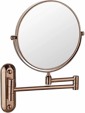 Makeup Mirror Wall Mounted, 8 Inch Double Sided Cosmetic Mirror, 360° Swivel Extendable Cosmetic Vanity Mirror, Folding Wall Mirror, Shaving Makeup in