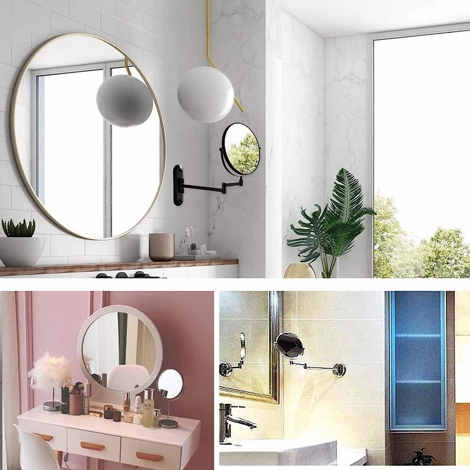Makeup Mirror Wall Mounted, 8 Inch Double Sided Cosmetic Mirror, 360° Swivel Extendable Cosmetic Vanity Mirror, Folding Wall Mirror, Shaving Makeup in