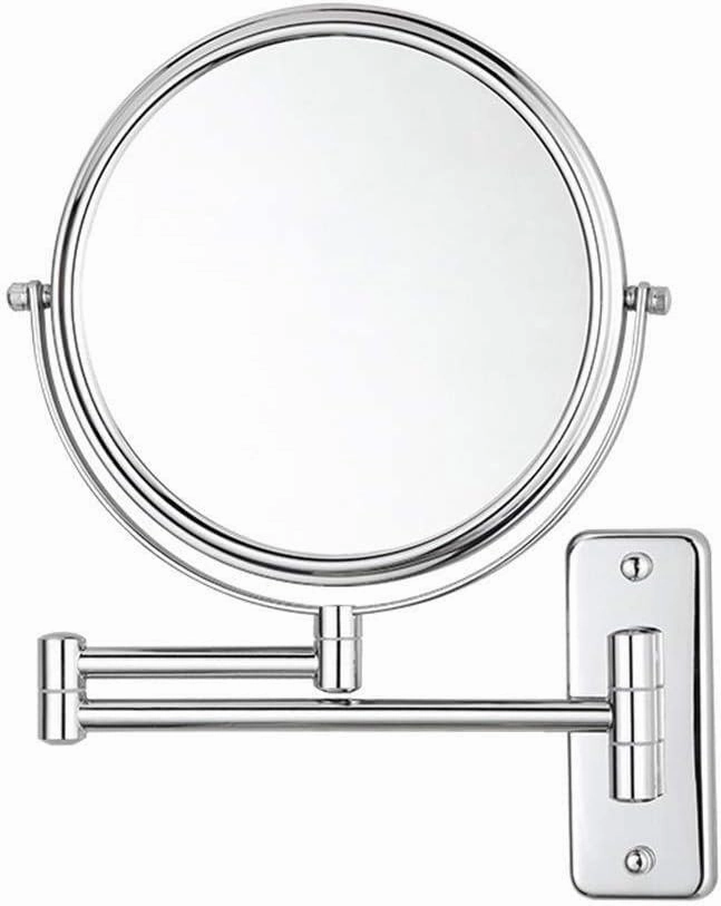 Makeup Mirror Wall-Mounted 8-inch Vanity Mirror Telescopic Bathroom Silver Mirror