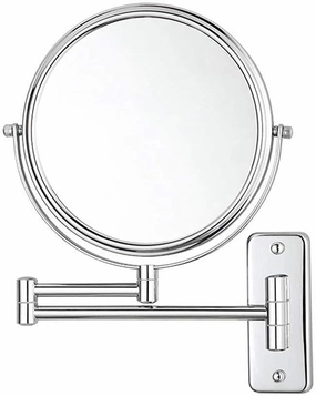 Makeup Mirror Wall-Mounted 8-inch Vanity Mirror Telescopic Bathroom Silver Mirror 5X Magnification Double-Sided Vanity Mirror
