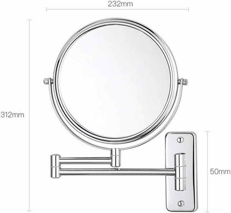 Makeup Mirror Wall-Mounted 8-inch Vanity Mirror Telescopic Bathroom Silver Mirror
