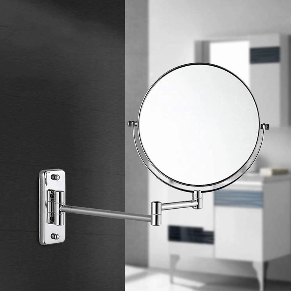 Makeup Mirror Wall-Mounted 8-inch Vanity Mirror Telescopic Bathroom Silver Mirror