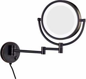 Makeup Mirror Wall Mounted with Led Lights Bathroom Magnification Mirror 8.6inch- 360 Rotation for Makeup Shaving(Brushed Nickel,5X)