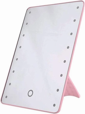 Makeup Mirror with 8/16 LEDs Cosmetic Mirror with Touch Dimmer Switch Battery Operated Stand for Tabletop Bathroom Travel (Color : B)