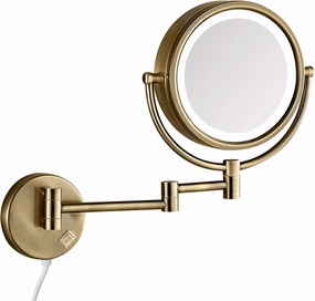 Makeup Mirror with LED Lights and Magnification Double Sided 8 inch Wall Mounted Adjustable Extendable Bathroom Vanity Mirror Bronze 10X (Color : Bronze, Size : 5X)