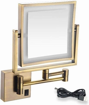 Makeup Mirror with Led Lights and Magnification USB Charging Illuminated Vanity Mirror Two Sided 3X Magnifying Extendable Arm Chrome Finish Makeup and Shaving (Color : #4)